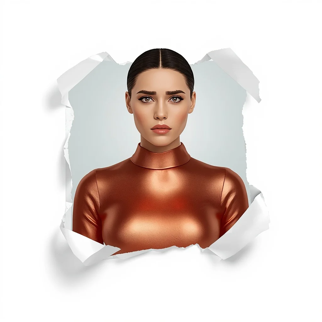 A Confused Woman in a Bold Metallic Copper Mini Dress | Ultra-clean High-resolution Sharp