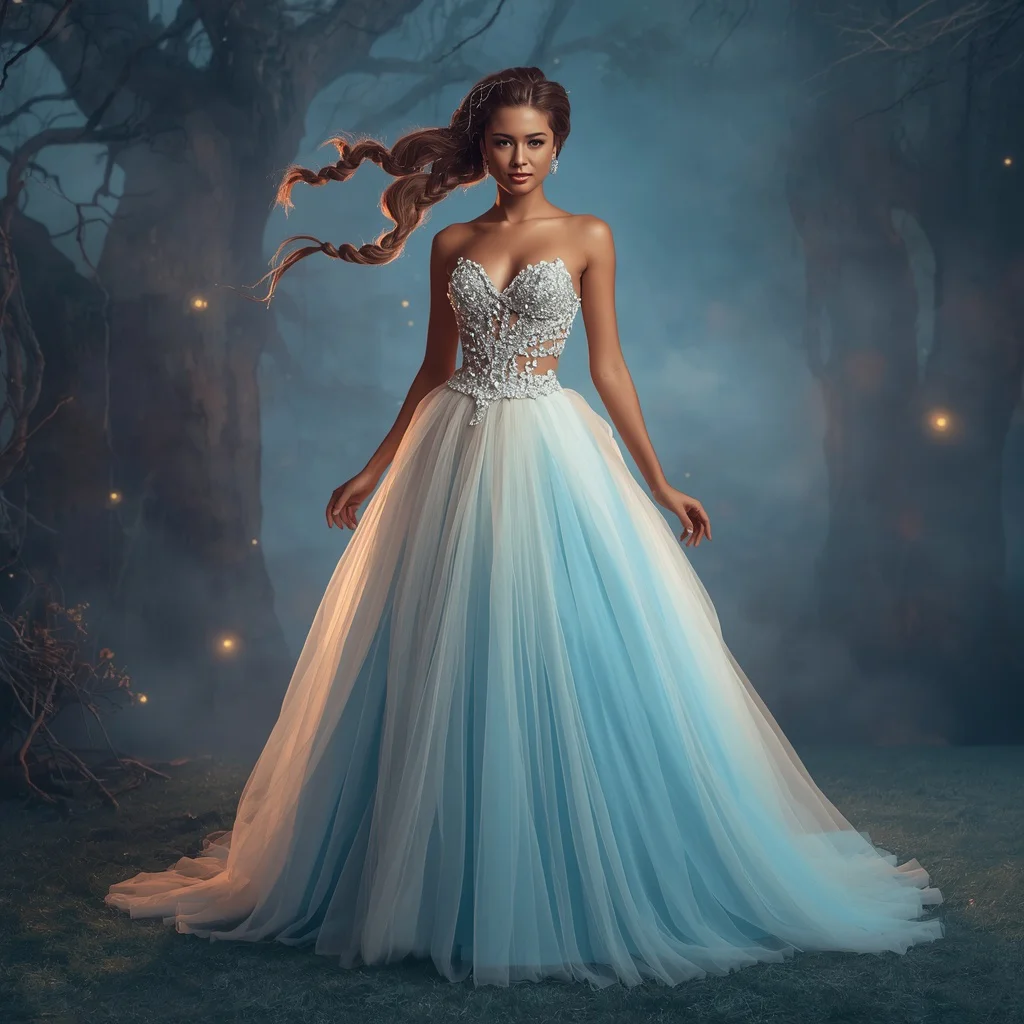 A Modern Fairytale with a Sparkling Ombre Tulle Gown | Prompt seen Gemini girl Instagram