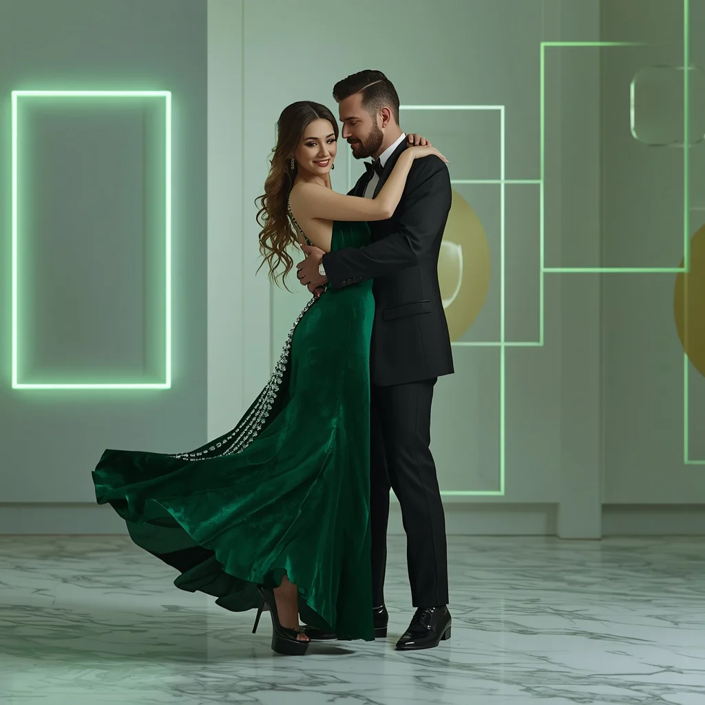 A Romantic Couple In Elegant Luxury Western Party Wear | Creative Romantic Glamorous