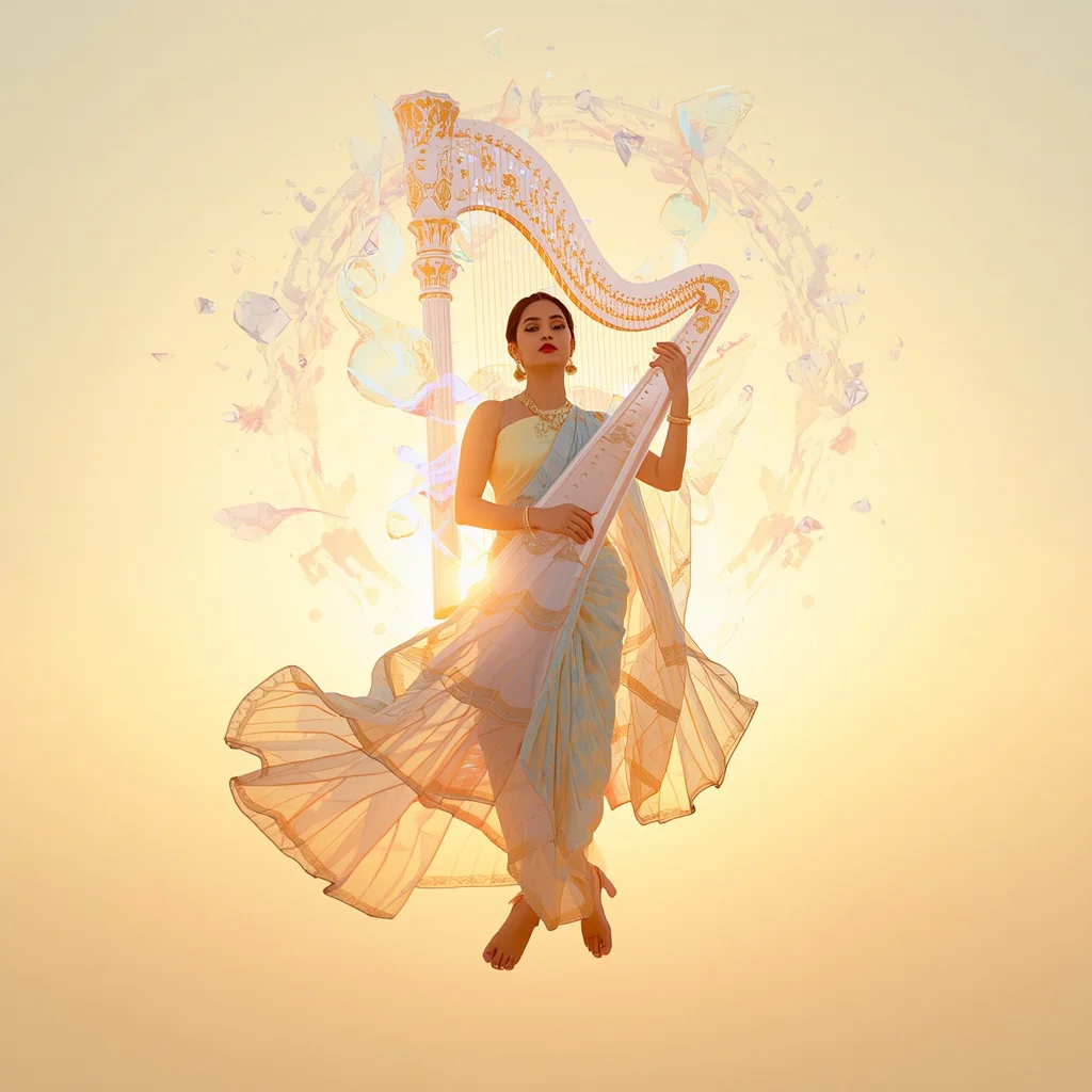 Augmented Reality Pastel Prism Geometry with Digital Harp | ai image generator prompt text