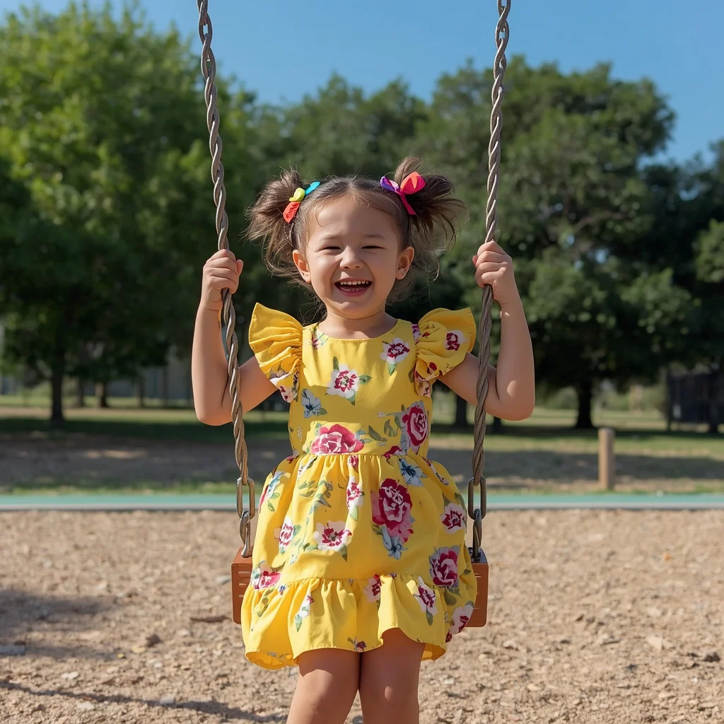 Bright Floral Ruffle Dress for a Sunny Park Playdate