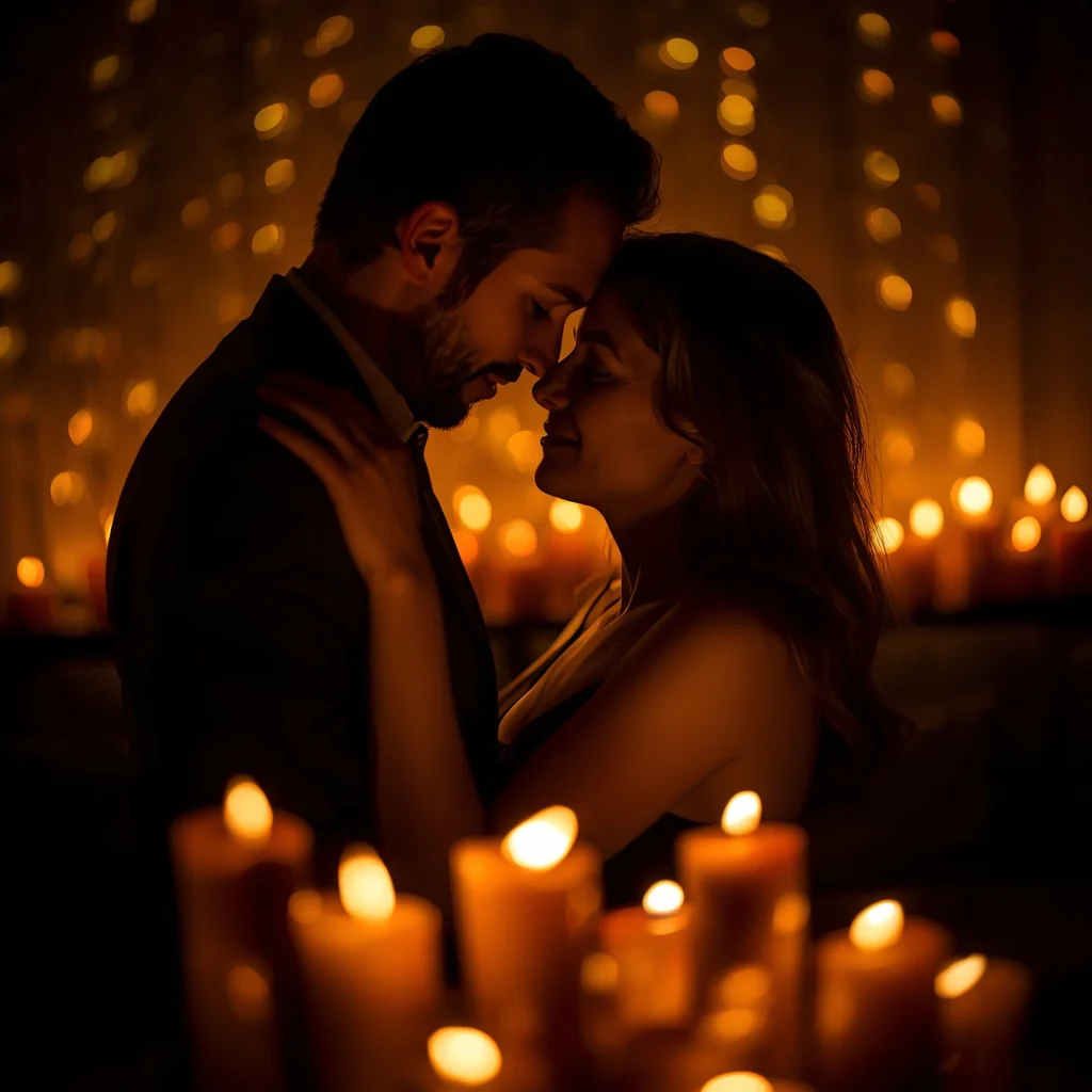 Candlelit Embrace: A Couple’s Romantic Evening
