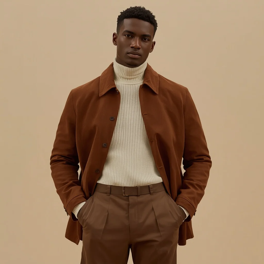 Confident Male Influencer in Earthy Brown Suede Jacket | Fashionable Male Influencer