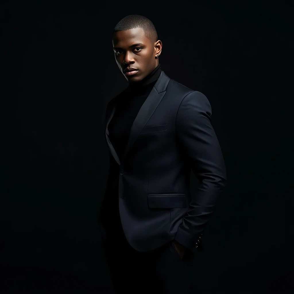 Confident Male Influencer in Sleek Dark Indigo Suit | Fashionable Male Influencer