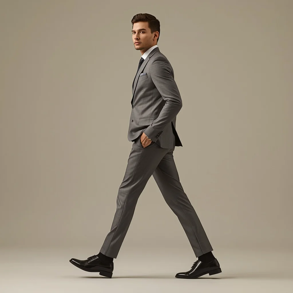 Dapper Young Man in Elegant Stone Grey Suit | Stylish Modern Man