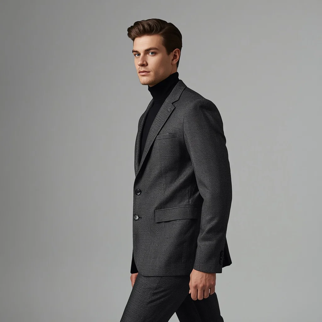 Dapper Young Man in Sharp Charcoal Tweed Blazer | Stylish Modern Man