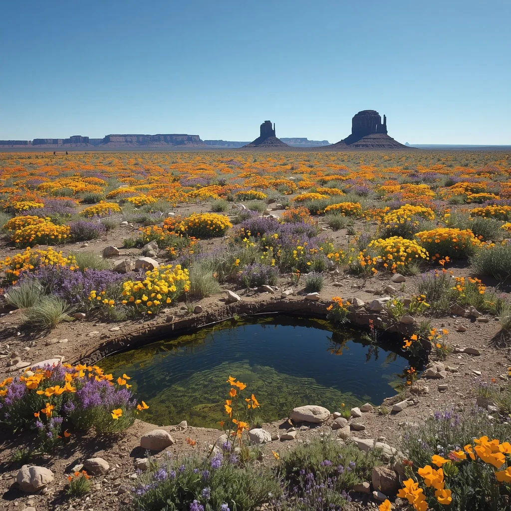 Desert Bloom Oasis: A Miraculous Floral Landscape | ChatGPT photo editing prompts trending Instagram