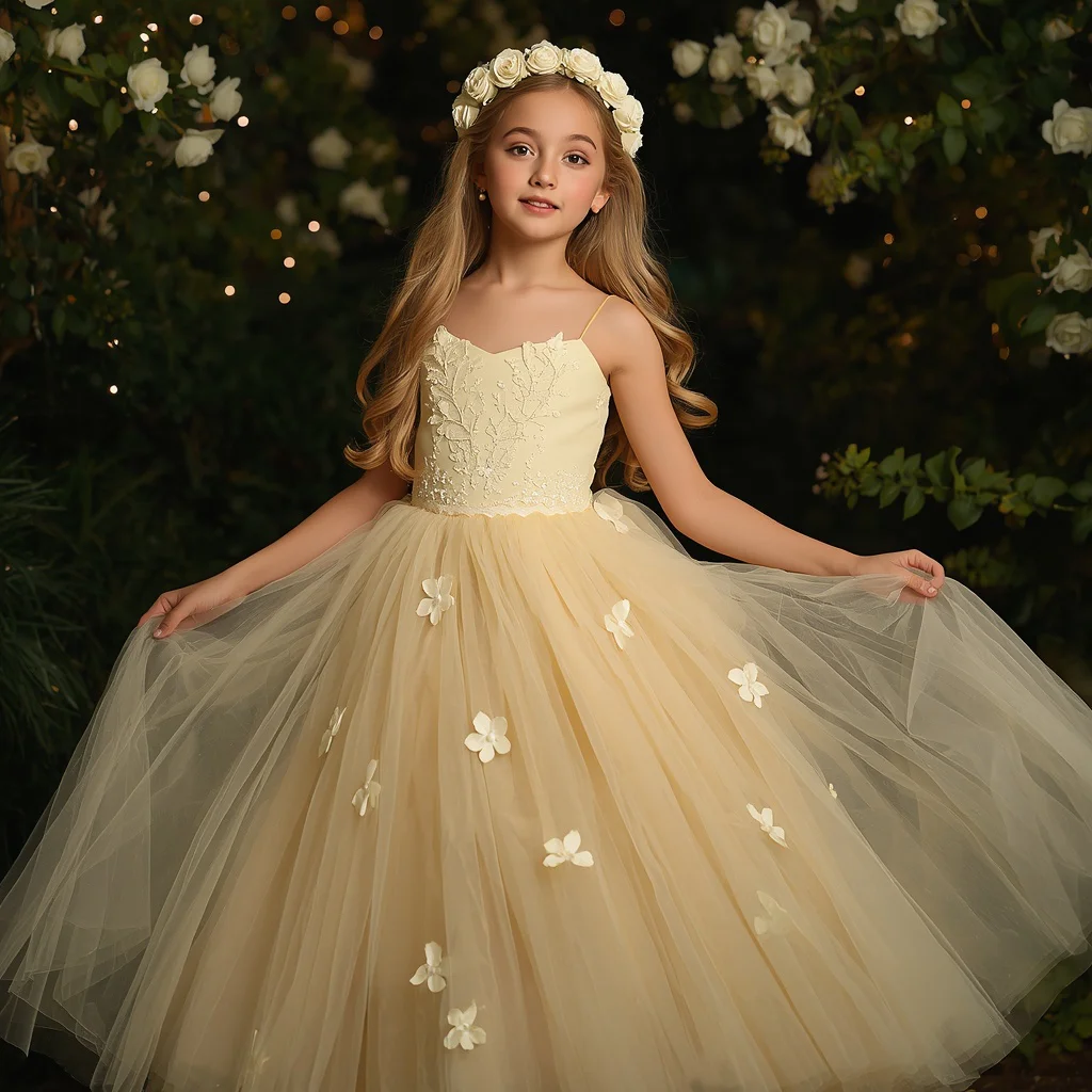 Enchanting Summer Gala: A Pastel Yellow Tulle Gown for an Evening | chat gpt prompt for image editing