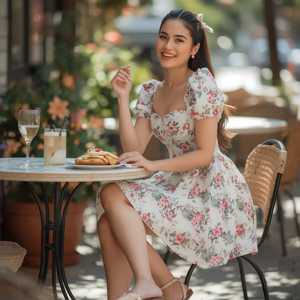 Flirty Floral Print Sundress for a Charming Outdoor Brunch Date | Sweet Charming Young