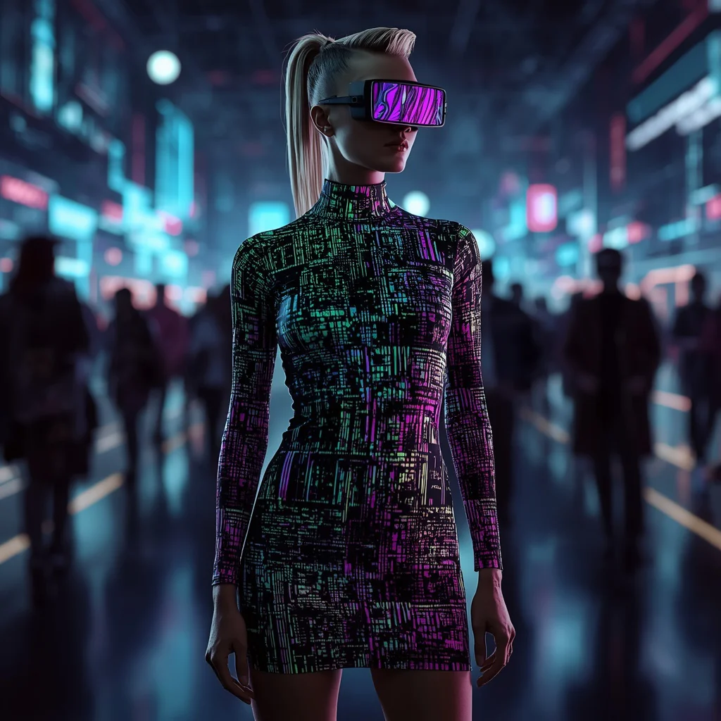 Futuristic Digital Print Bodycon Dress for a Virtual Reality Event | secret ai prompt