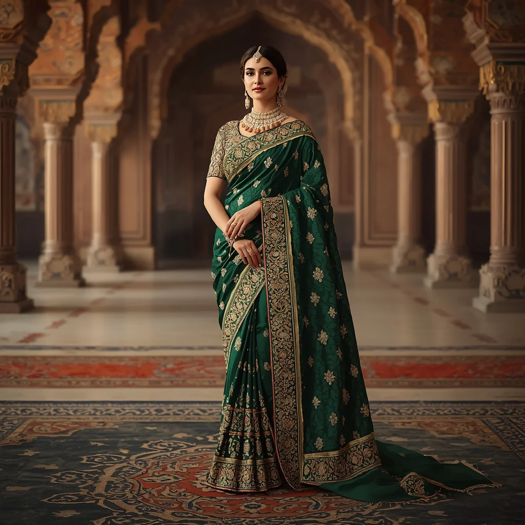 Jeweled Saree in a Grand Mughal-Inspired Royal Court | new trending prompt chatgpt