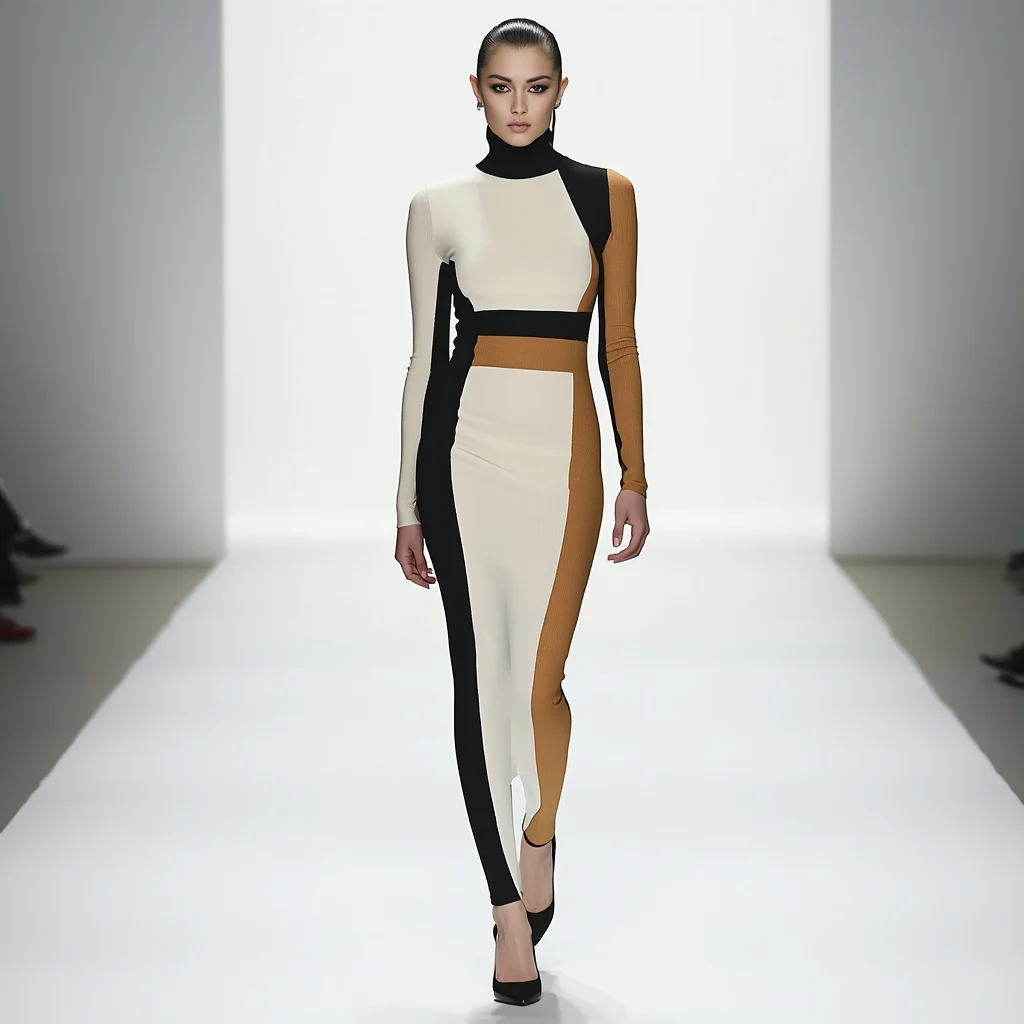 Latest Fashion: A Colour-Block Knit Maxi Dress | Traditional prompt pdf