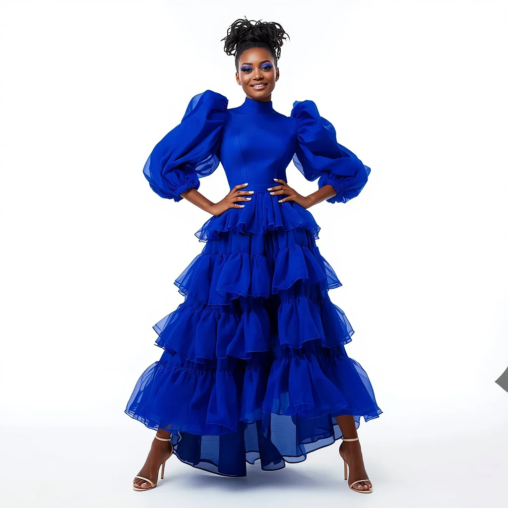 Latest Fashion: A Voluminous Ruffle Maxi Dress with Dramatic Sleeves | Prompt for traditional look for girl ChatGPT