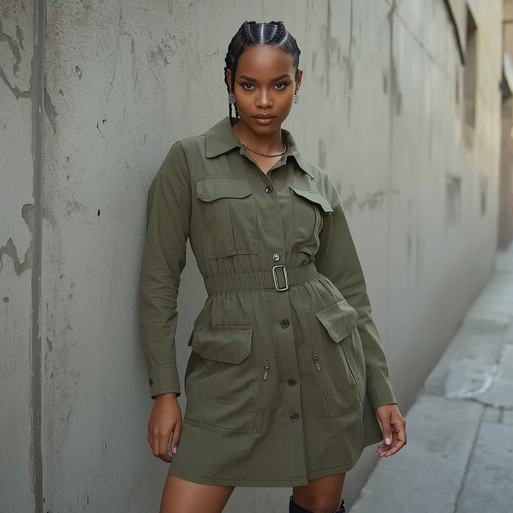 Latest Fashion Forward: A Utility-Inspired Cargo Mini Dress | Prompt seen girl photo editing chatgpt aesthetic