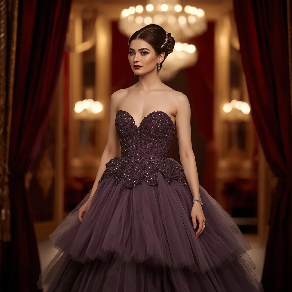 Luxurious Sequin and Tulle Gown for an Extravagant Opera Night | Breathtaking Woman Vision