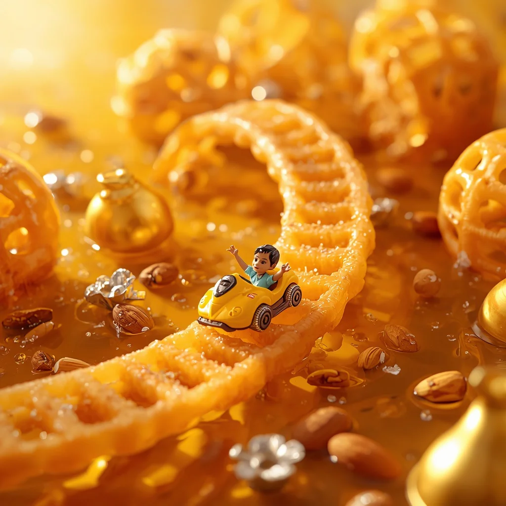 Miniature Boy Riding a Thrilling Jalebi Roller Coaster | Chatgpt photo editing styles free download