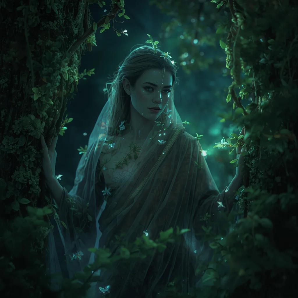 Mystical Forest Spirit: Emerging from Ancient Bioluminescent Woods | Prompt for Gemini AI modern