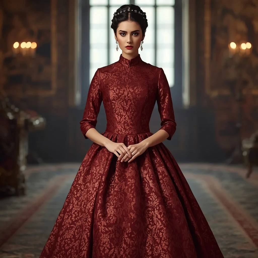 Regal Grandeur: The Brocade A-Line Midi Dress | gemini prompt