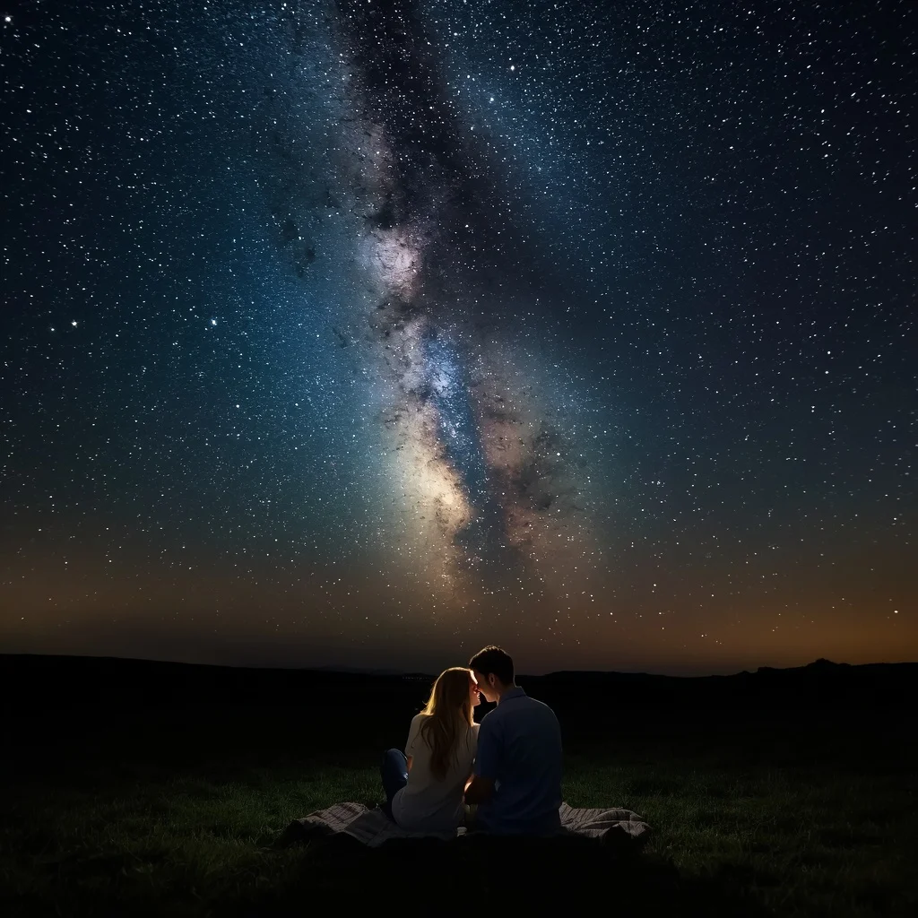 Starry Night Romance: A Couple Under the Milky Way