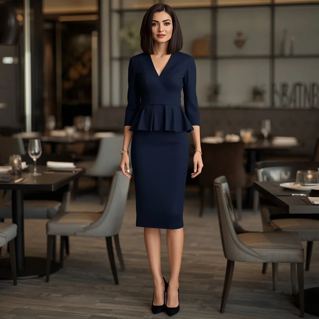 Structured Peplum Dress for a Sophisticated Business Lunch | prompt gemini ai