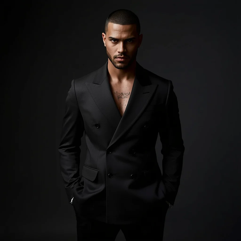 Stylish Man in Sharp Monochrome Double Breasted Blazer | High-fashion Full-body Stylish