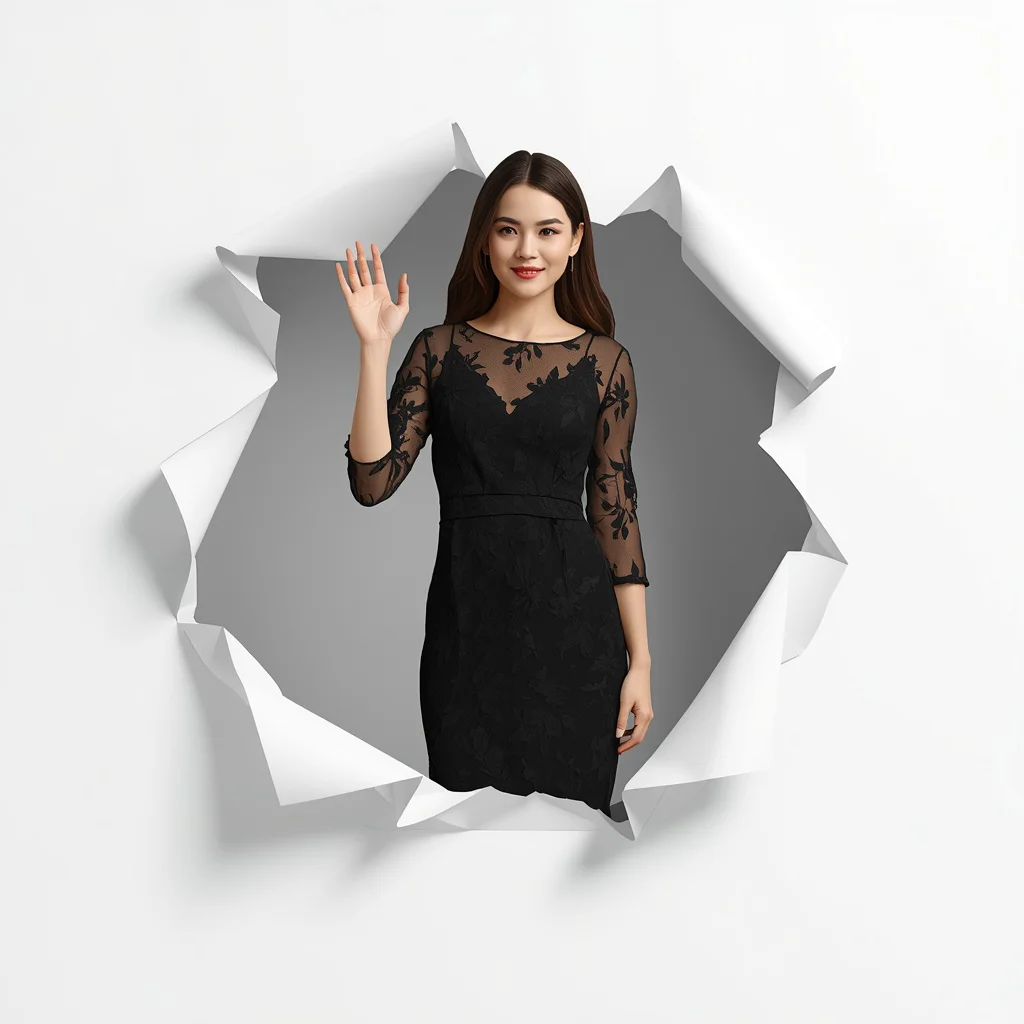 Welcoming Black Lace Midi Dress with a Friendly Wave | dark aesthetic prompt for ChatGPT