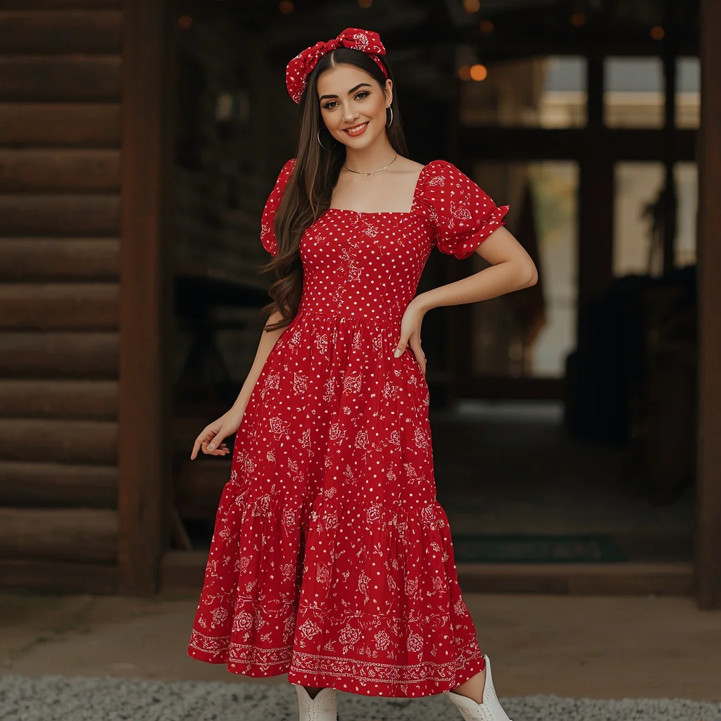 Western Themed Party: A Polka Dot Bandana Print Dress | Prompt seen horror girl