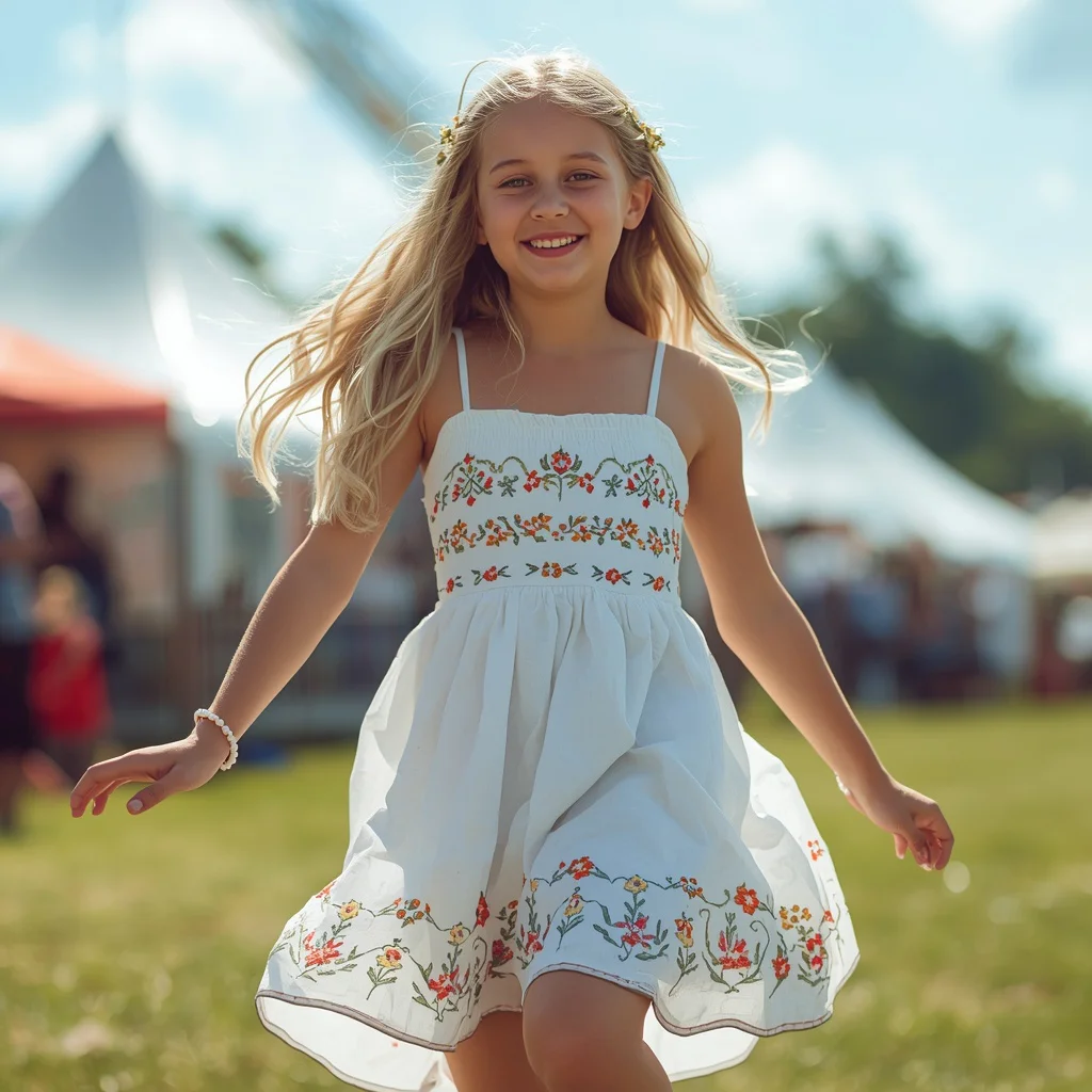 Whimsical Charm: An Embroidered Sundress for a Summer Festival | prompt for girls online